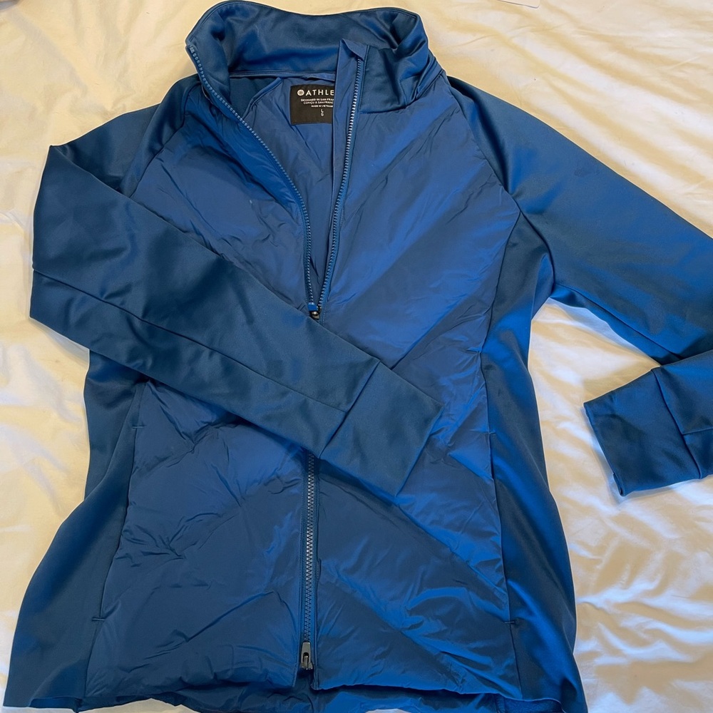 Athleta Blue Puffer Jacket Lightweight Fitted Design
